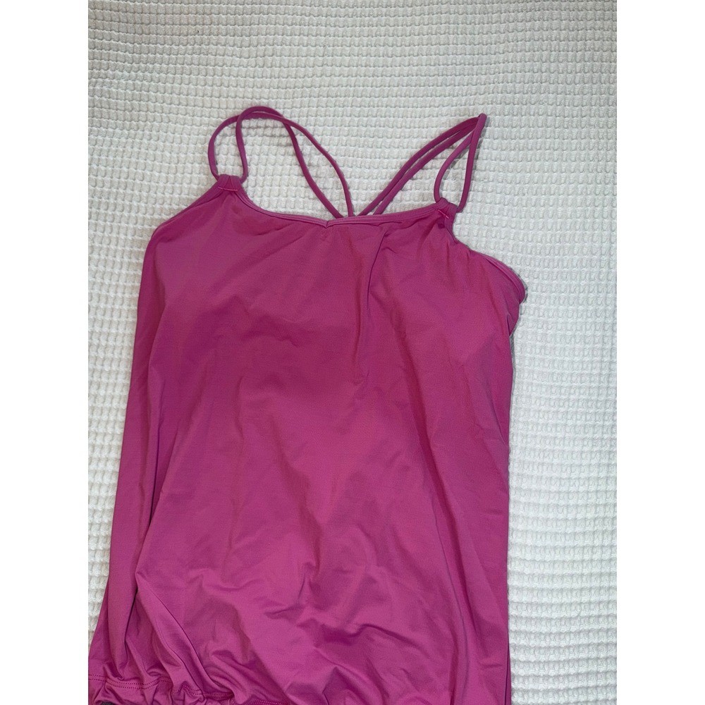 Lululemon No Limits Tank Top Womens Size 6 Pink Built-in Bra Strappy Back Yoga